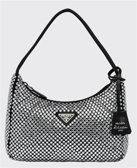 white prada rhinestone bag|Prada sparkly hand bag.